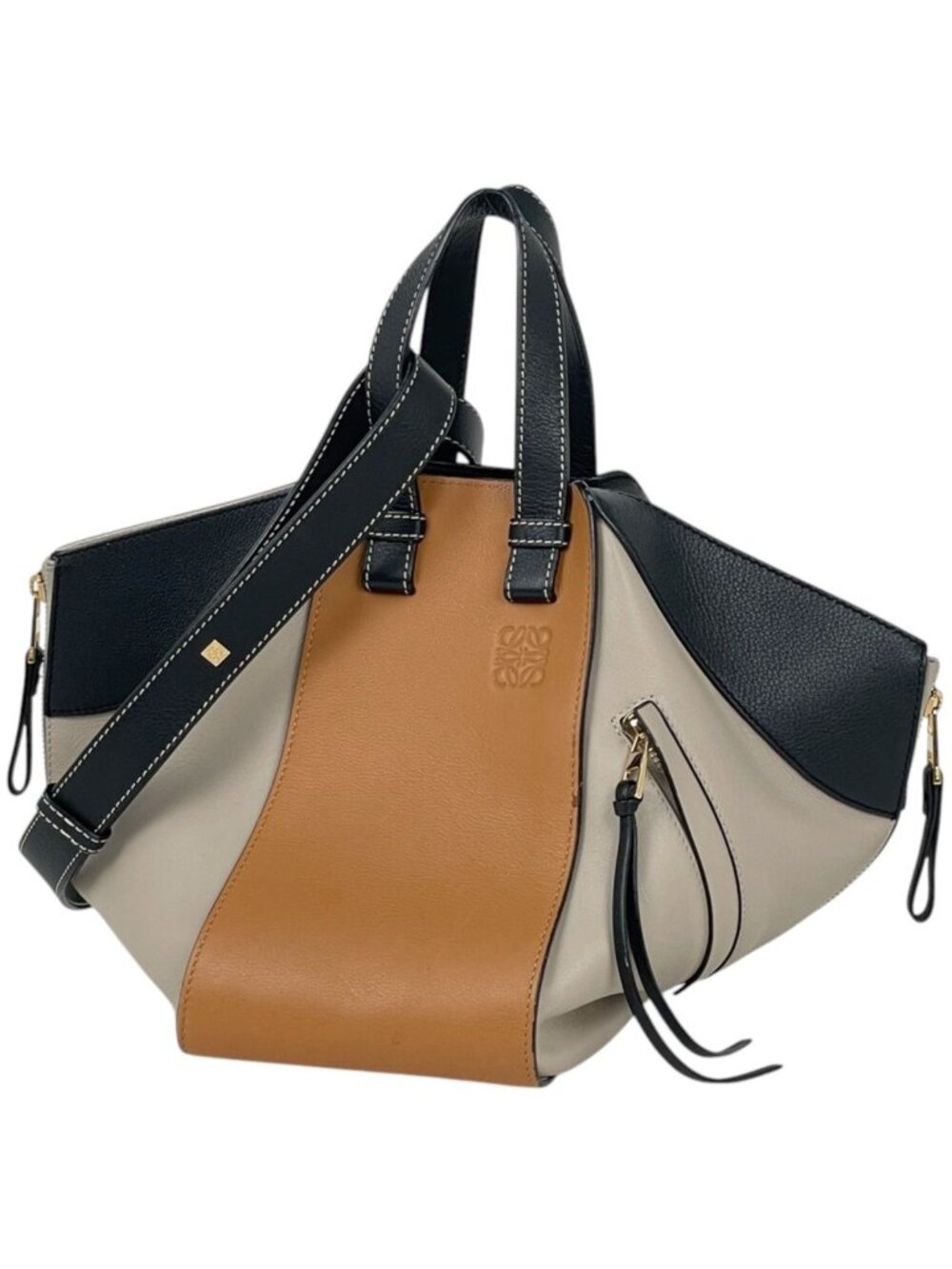 Loewe Handbag Hammock Bag Small 2-Way Leather Beige Black